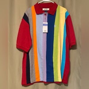 Vintage 2000’s PJ Mark Vertical Striped Color-Block Short Sleeve Polo Men  L NWT